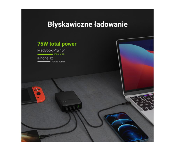 Green Cell Zasilacz Power Source USB-C (PD, 75W) - 513087 - zdjęcie 4